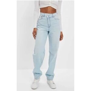AMERICAN EAGLE Highest Rise Baggy Straight Strigid Jeans Light Wash Sz 0